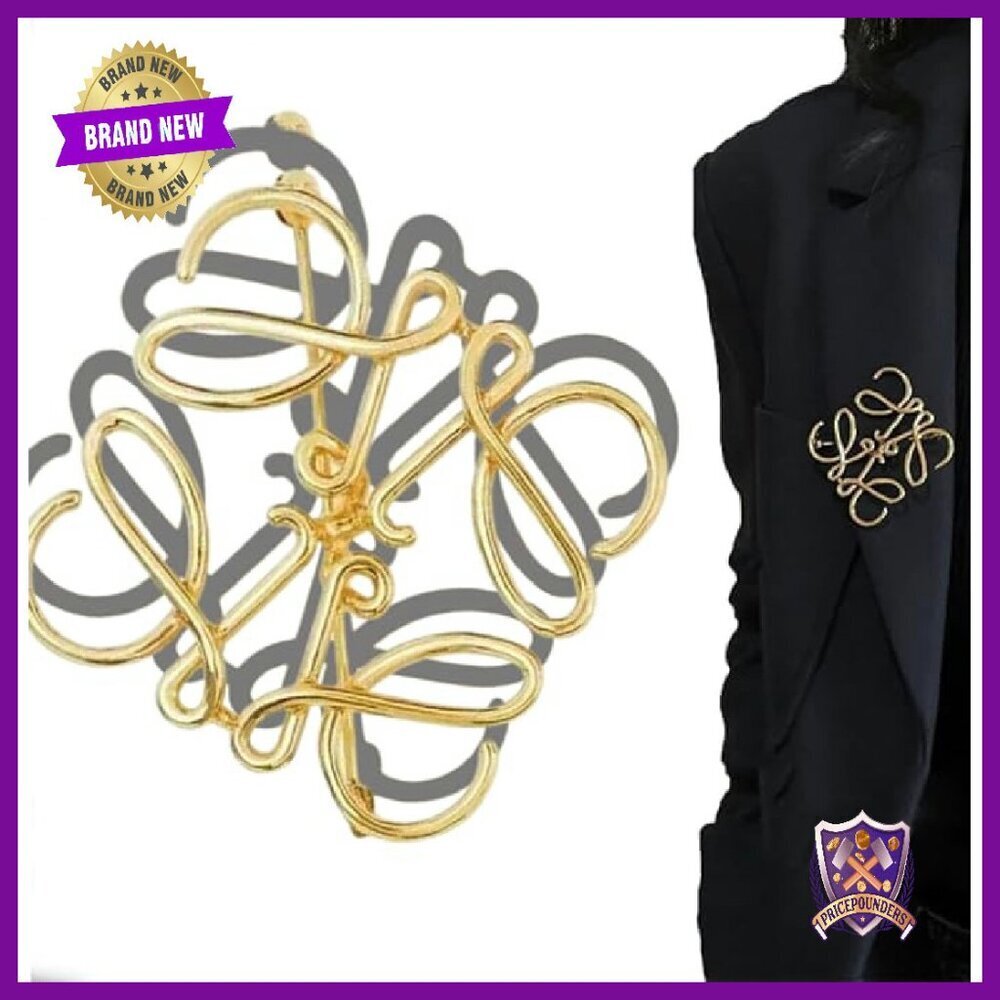 Gold Plated Hollow Brooch Pin Vintage Style 2.4" Metal Accessory